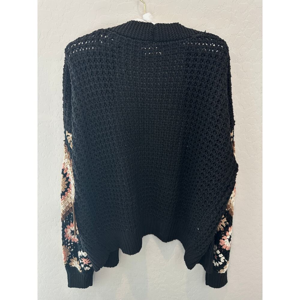 DREAMERS BY DEBUT | Black Crochet Cardigan Granny Square Sleeve NWT | S/M - Picture 4 of 8